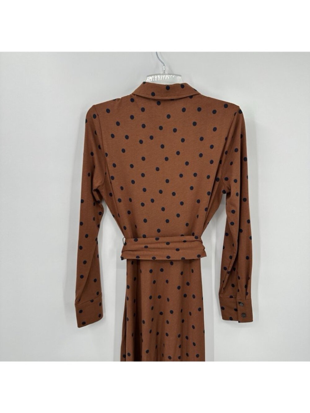 BODEN LAURA polka dot dress midi brown 8L tall long business professional office - Picture 8 of 11